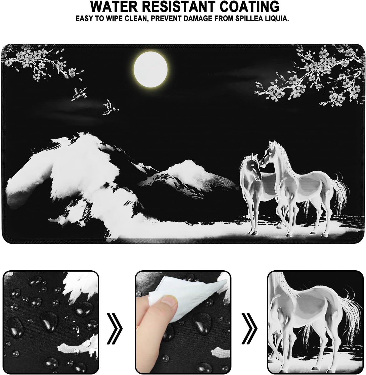 Detalle 2 de AREYLO Extra-Large Mouse Pad, 31.5 x 15.7 Inches, Waterproof, Non-Slip, Horse Design