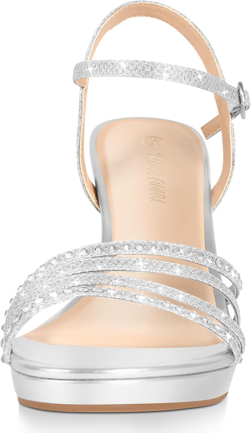 Thumbnail 3 de PIZZ ANNU Lena Women's Platform Heels: Sparkly Open-Toe Party Pumps with Secure Ankle Strap