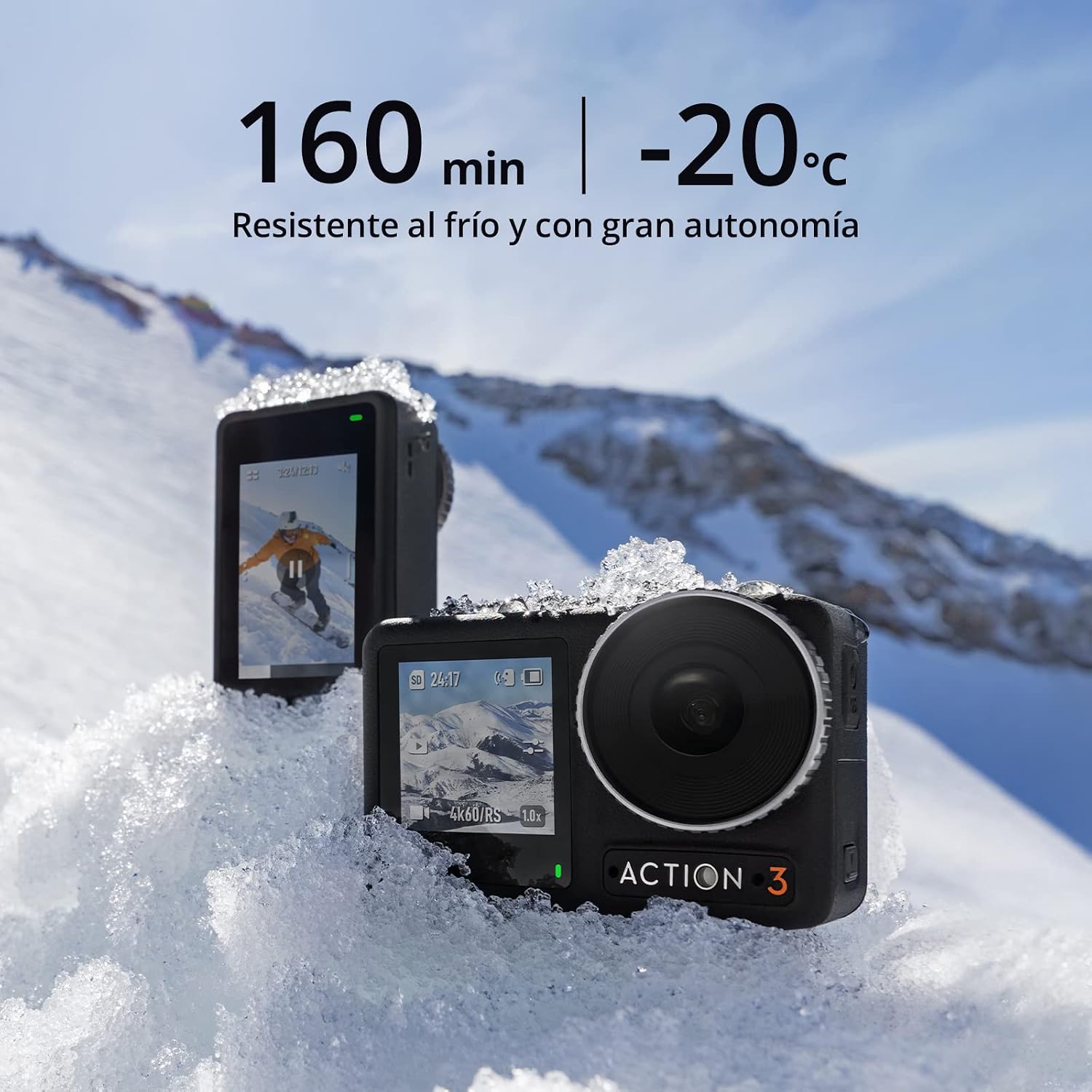 Detalle de DJI Pack Estándar Osmo Action 3: Cámara de acción 4K con doble pantalla, HorizonSteady y sumergible a 16 m