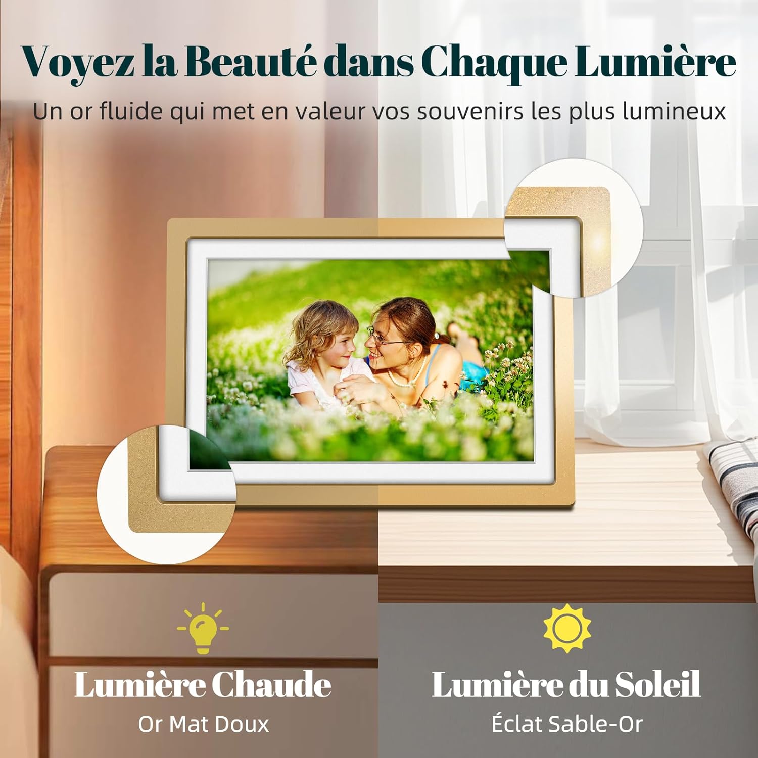 Thumbnail 2 de Frameo Cadre Photo Numérique WiFi 10,1 pouces Or Sunset – 32 Go et Écran HD IPS