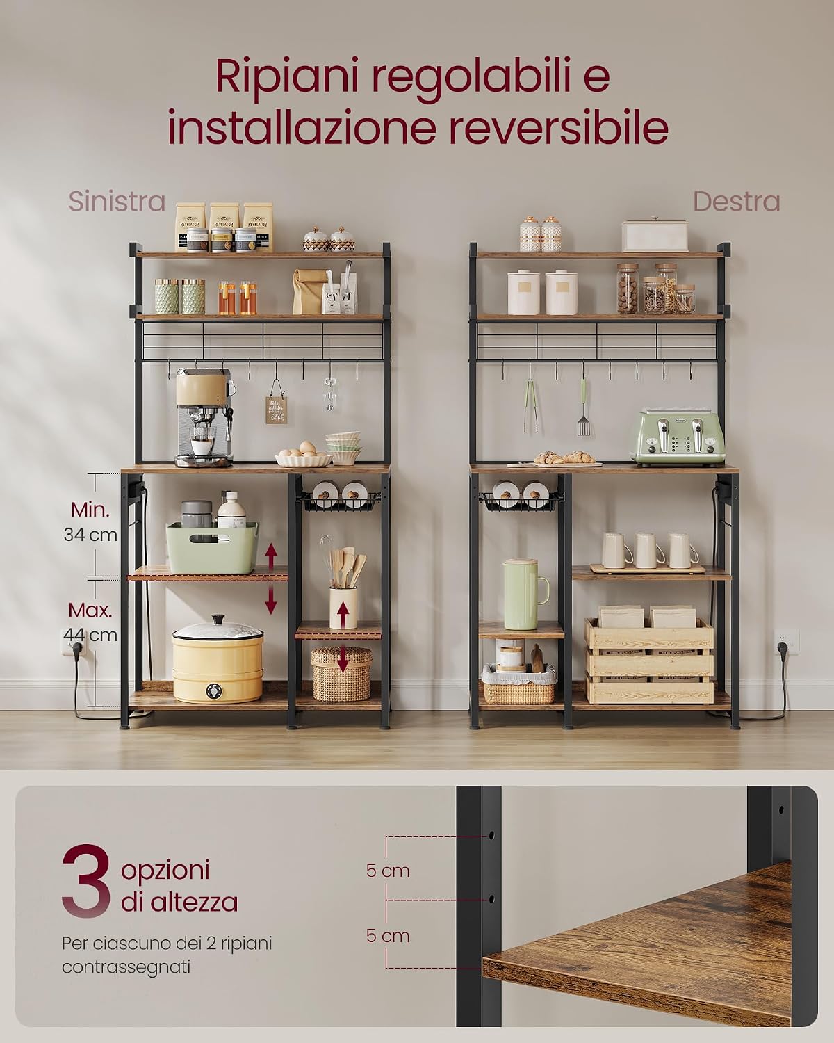 Thumbnail 5 de VASAGLE KKS031K11 Scaffale cucina 40x90x165,5 cm