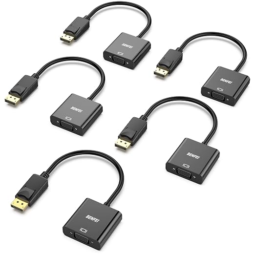 Detalle de BENFEI Adaptador DisplayPort a VGA Oro, 5 unidades, compatible Lenovo