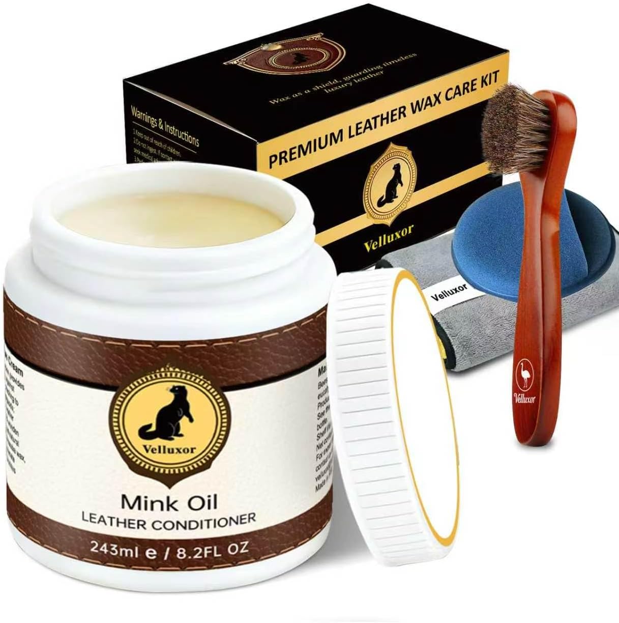 Detalle de Velluxor 4-in-1 Natural Mink Oil Leather Cleaner and Conditioner (240g)