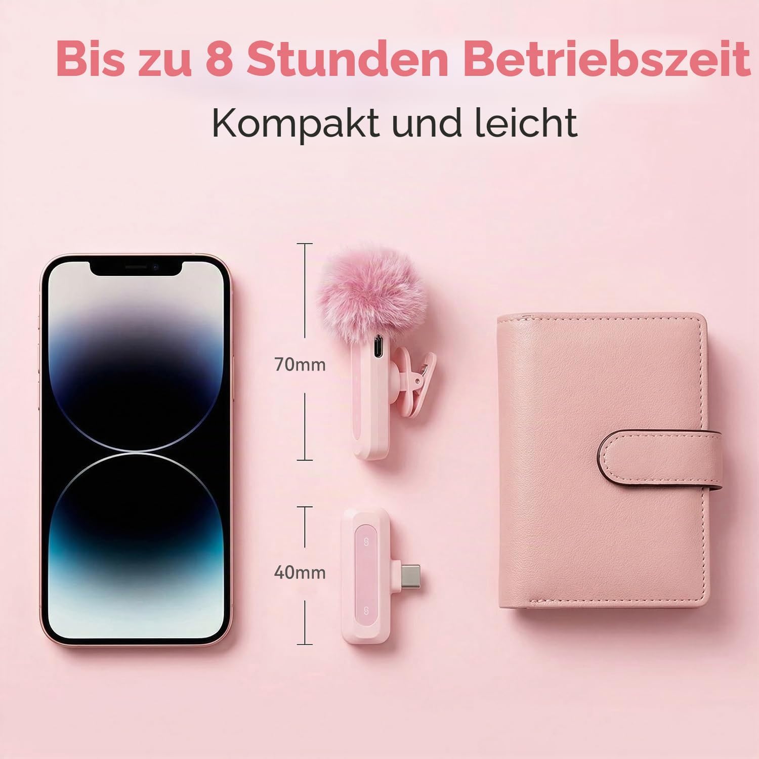 Thumbnail 4 de Mini kabelloses Lavalier-Mikrofon für Android und iPhone – Clip-On Mikrofon mit Rauschunterdrückung (2,4-GHz, bis 200 m)