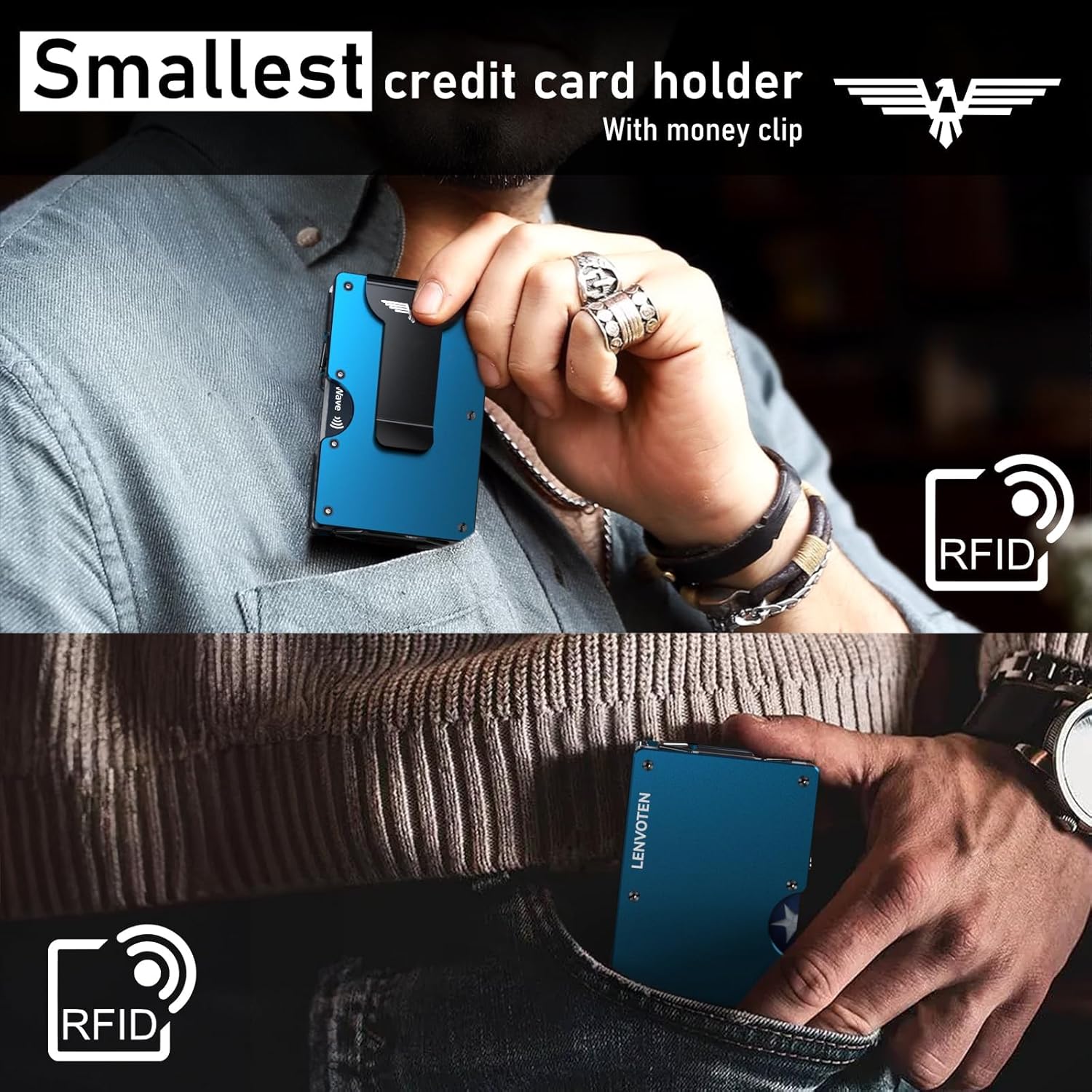 Detalle de Lenvoten Minimalist Wallet, Aluminum