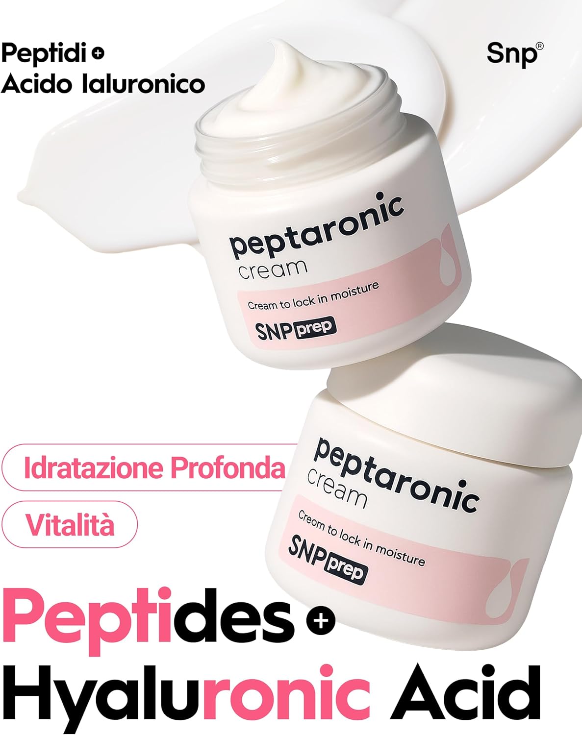 Detalle 2 de Crema Viso SNP Prep Peptaronic – Idratante tutto-in-uno con 6 peptidi e 5 tipi di acido ialuronico (55 ml)