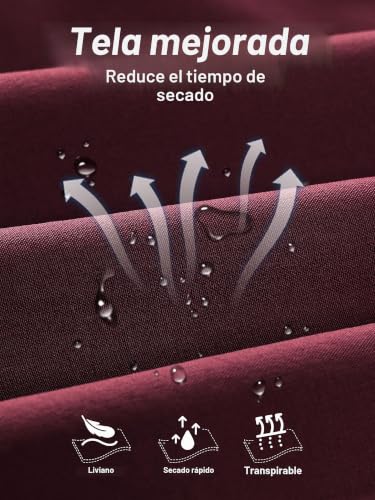 Detalle 2 de Arcweg Bañador Hombre 2 en 1 con Secado Rápido y Forro de Malla – Negro/Vino, M de EU