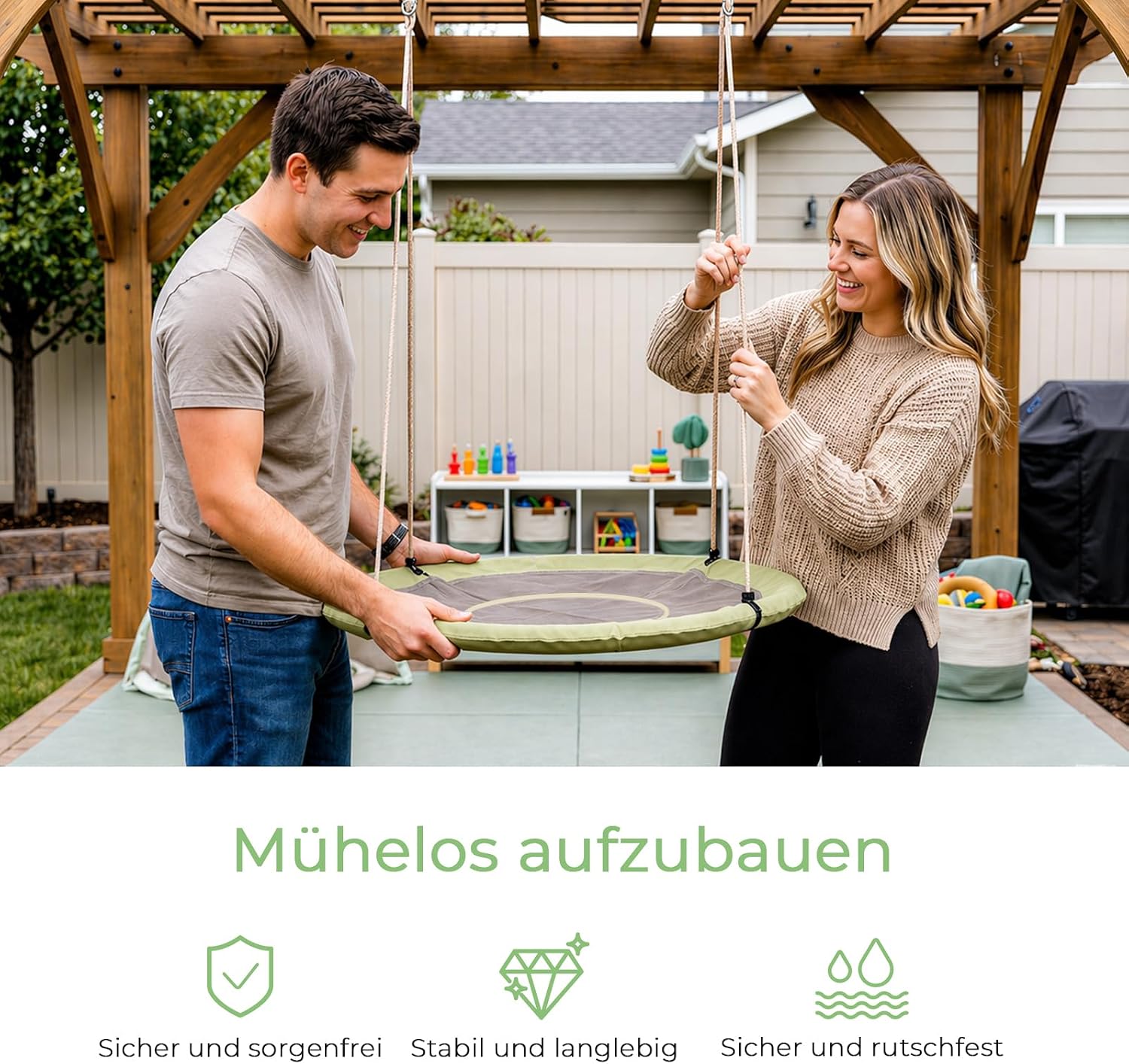 Detalle 2 de Nestschaukel 120 cm Rundschaukel für Outdoor & Indoor – belastbar bis 300 kg