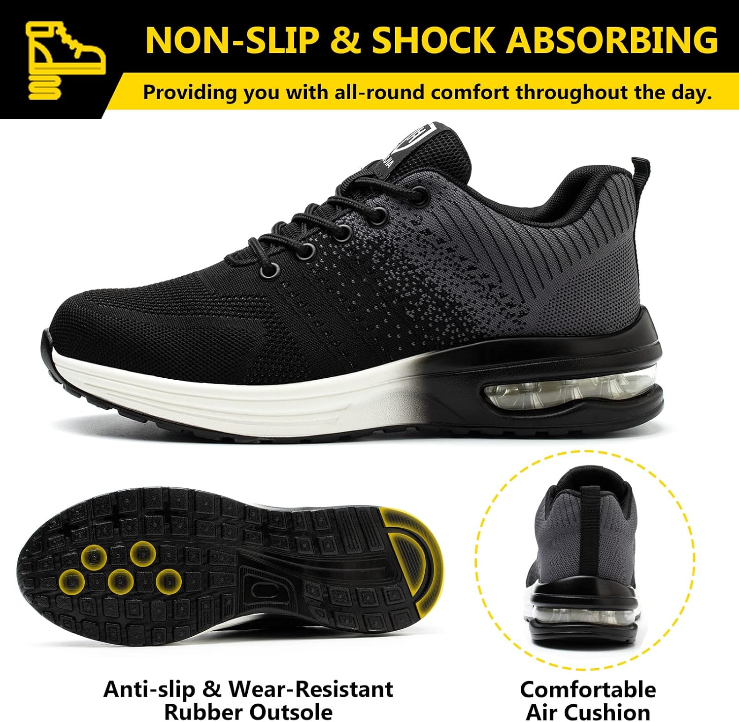 Detalle de Baofular Safety Trainers with Steel Toe Cap, Non-Slip & Breathable Mesh (Lightweight Work Shoes)