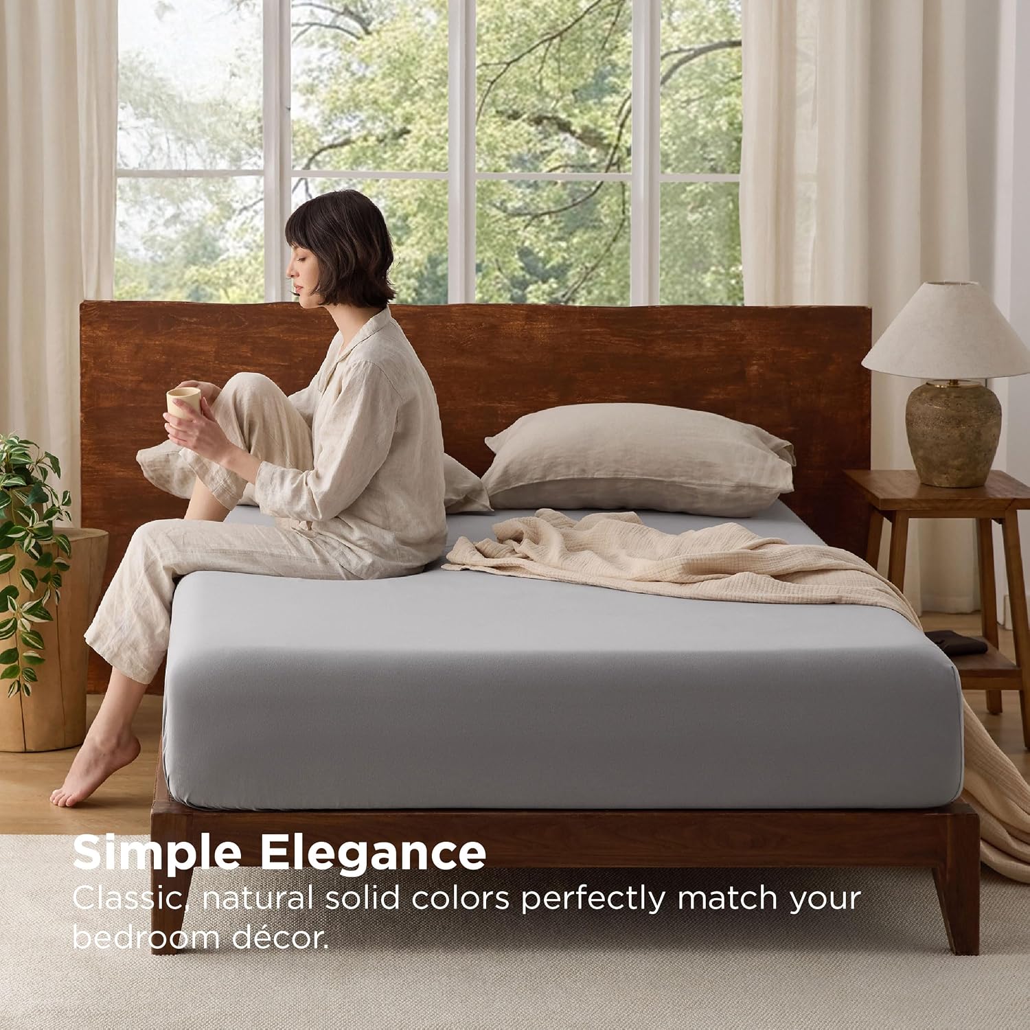Detalle 2 de Bedsure King Jersey fitted sheet 40 cm