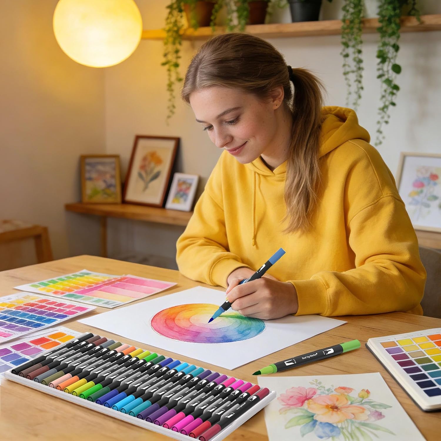 Thumbnail 6 de Melifluo Dual Tip Colouring Pens (24-colour fine & brush marker set)