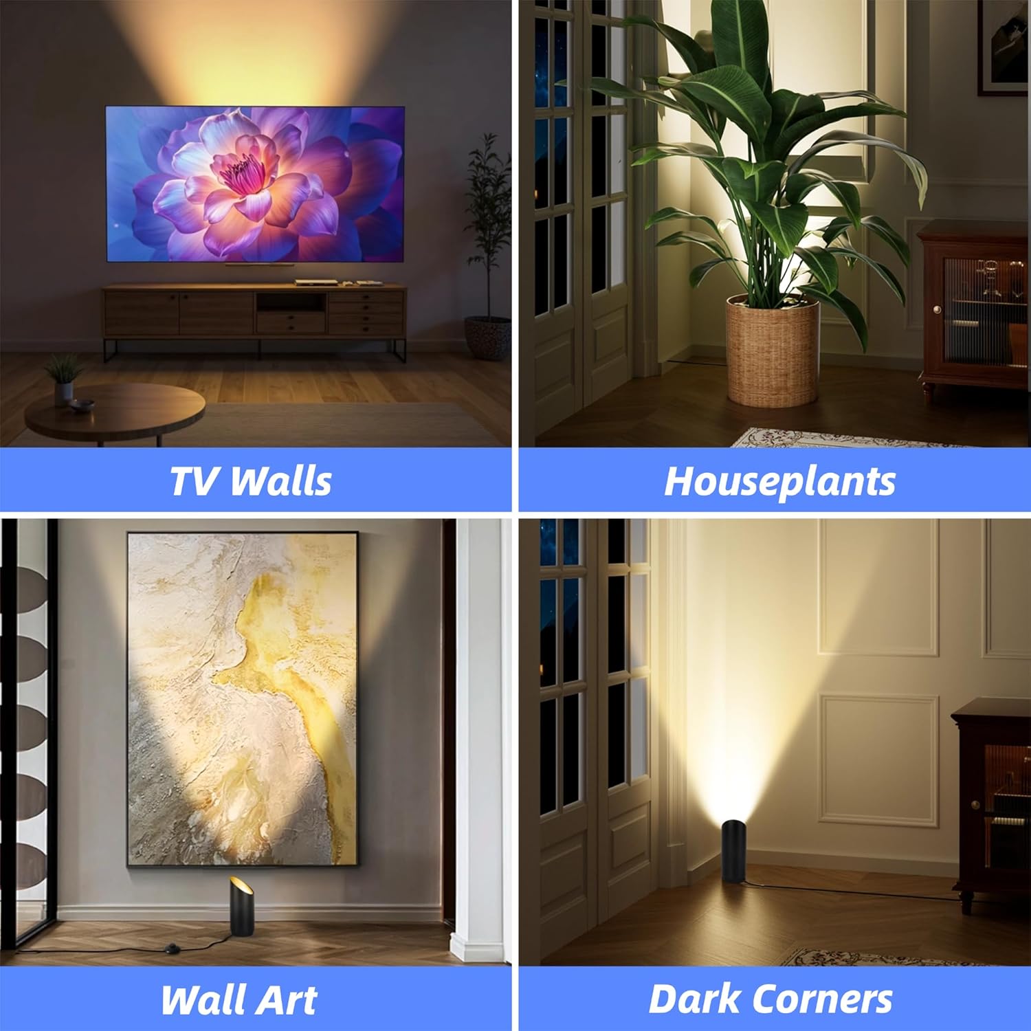 Thumbnail 3 de HUAEU LED Floor Uplighter & Spot Lights Indoor with Warm White 3000K (1 Pack, Black)