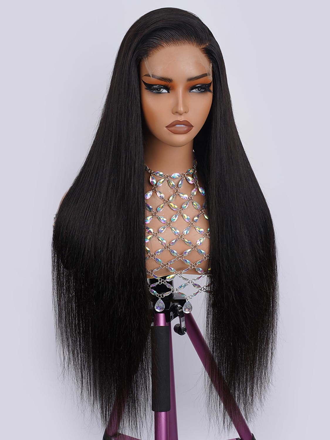 Detalle de 34 Inch 5x5 Real SKINLIKE HD Lace Closure Wig with 200% Density