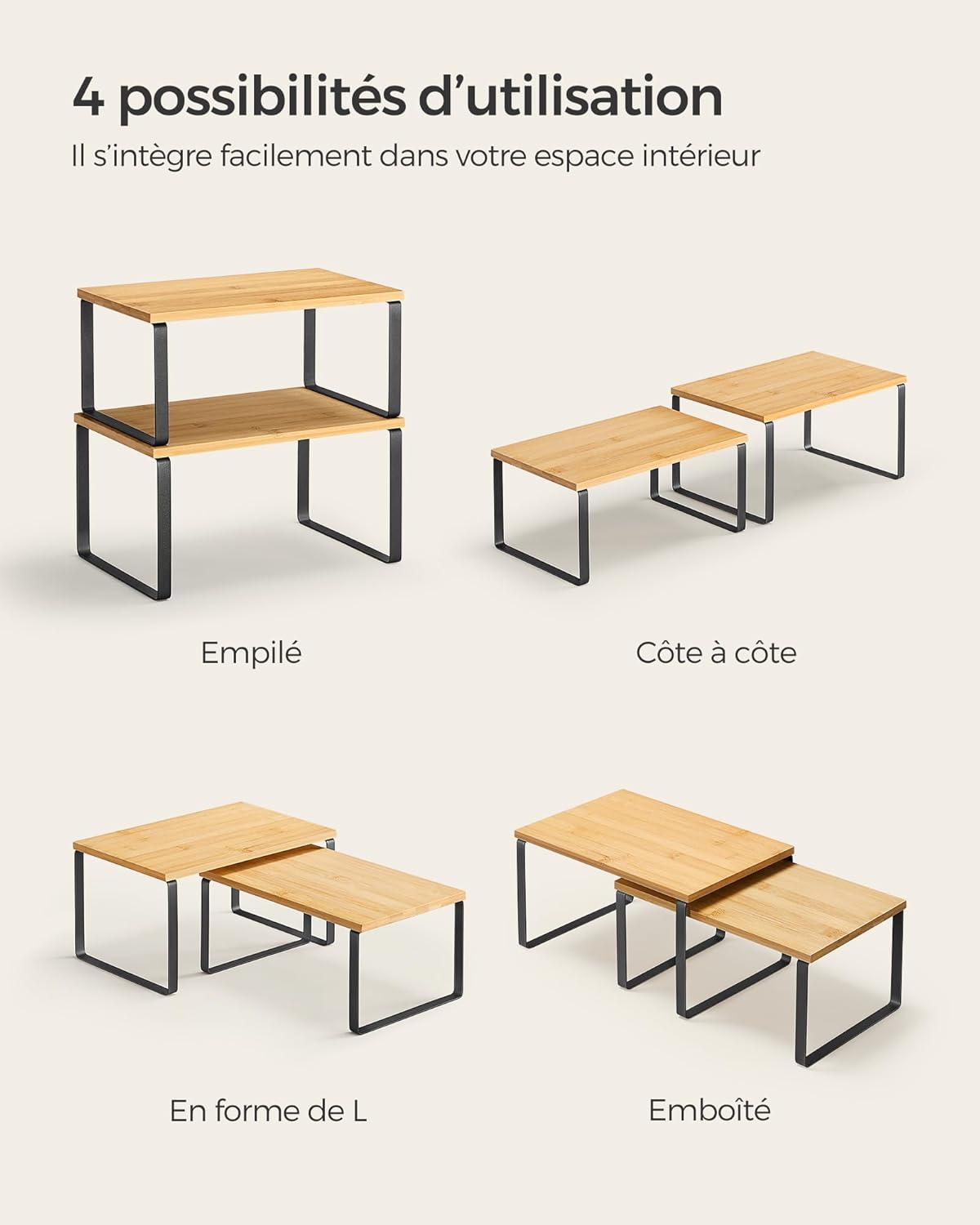 Thumbnail 6 de SONGMICS KCS02NB Étagère à épices extensible, lot de 2 🧂