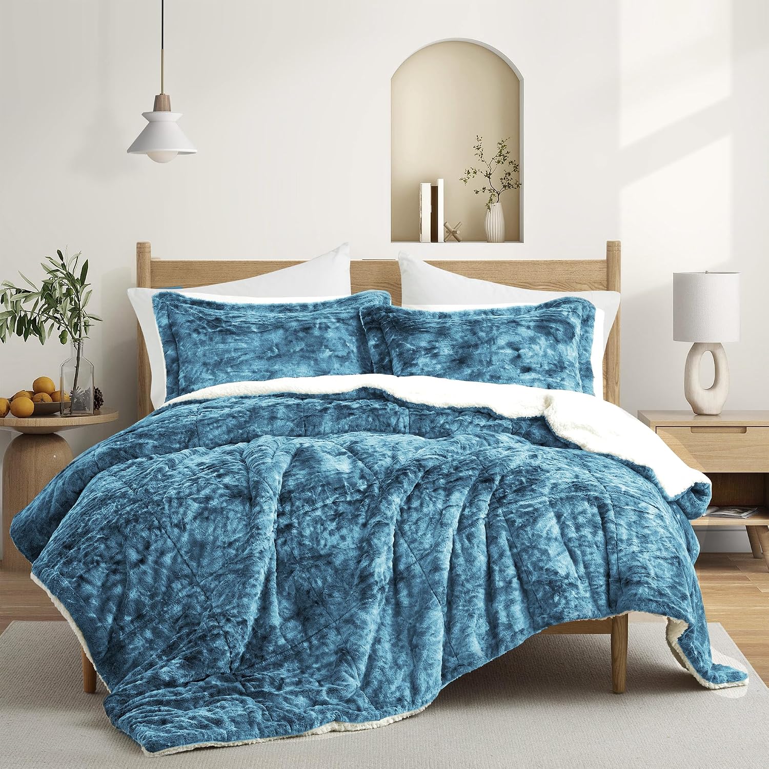 Detalle de UNIKOME Sherpa Comforter Set Queen 90x90