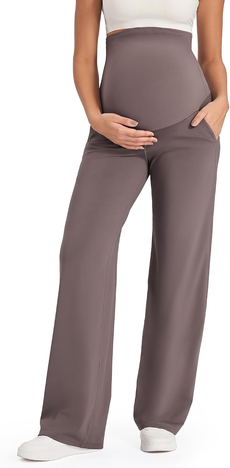 Detalle de G4Free EverGoing Maternity Pants, Over-the-Belly Wide-Leg Work Trousers