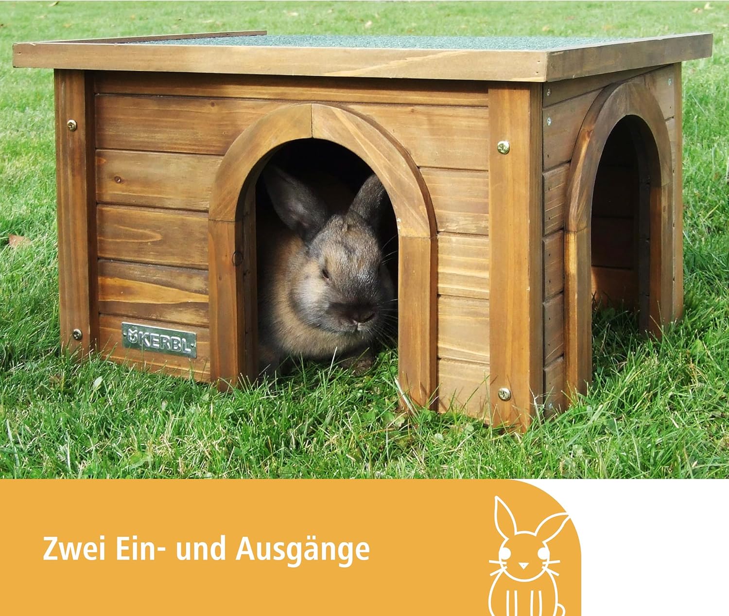 Detalle de Kerbl Pet Nagerhaus – wetterfestes Kleintierhaus mit Dachplattform, 45x32x27 cm