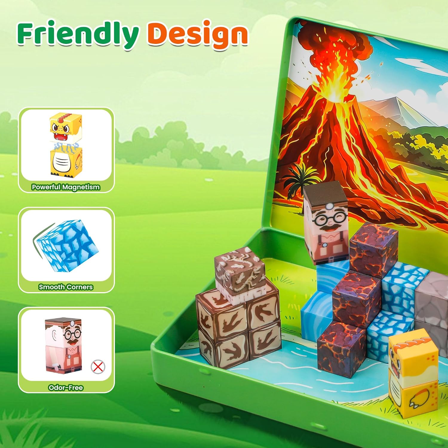 Detalle de Magnetic Building Blocks Travel Set, 52 Pieces