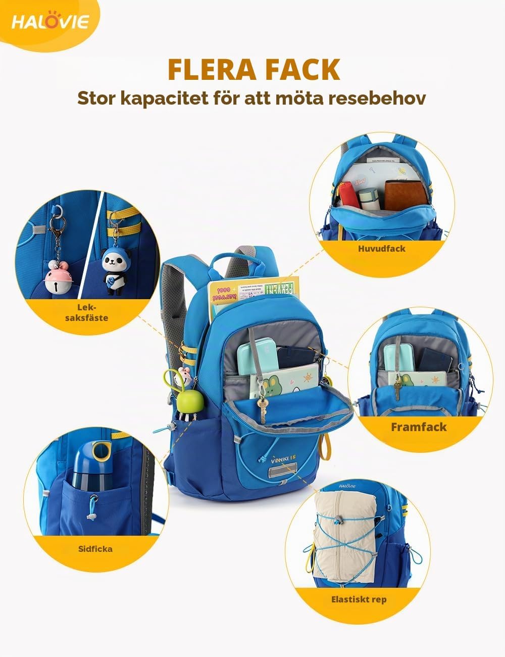 Detalle de HALOVIE Venki15 barnryggsäck 15 liter med ventilerad ryggpanel