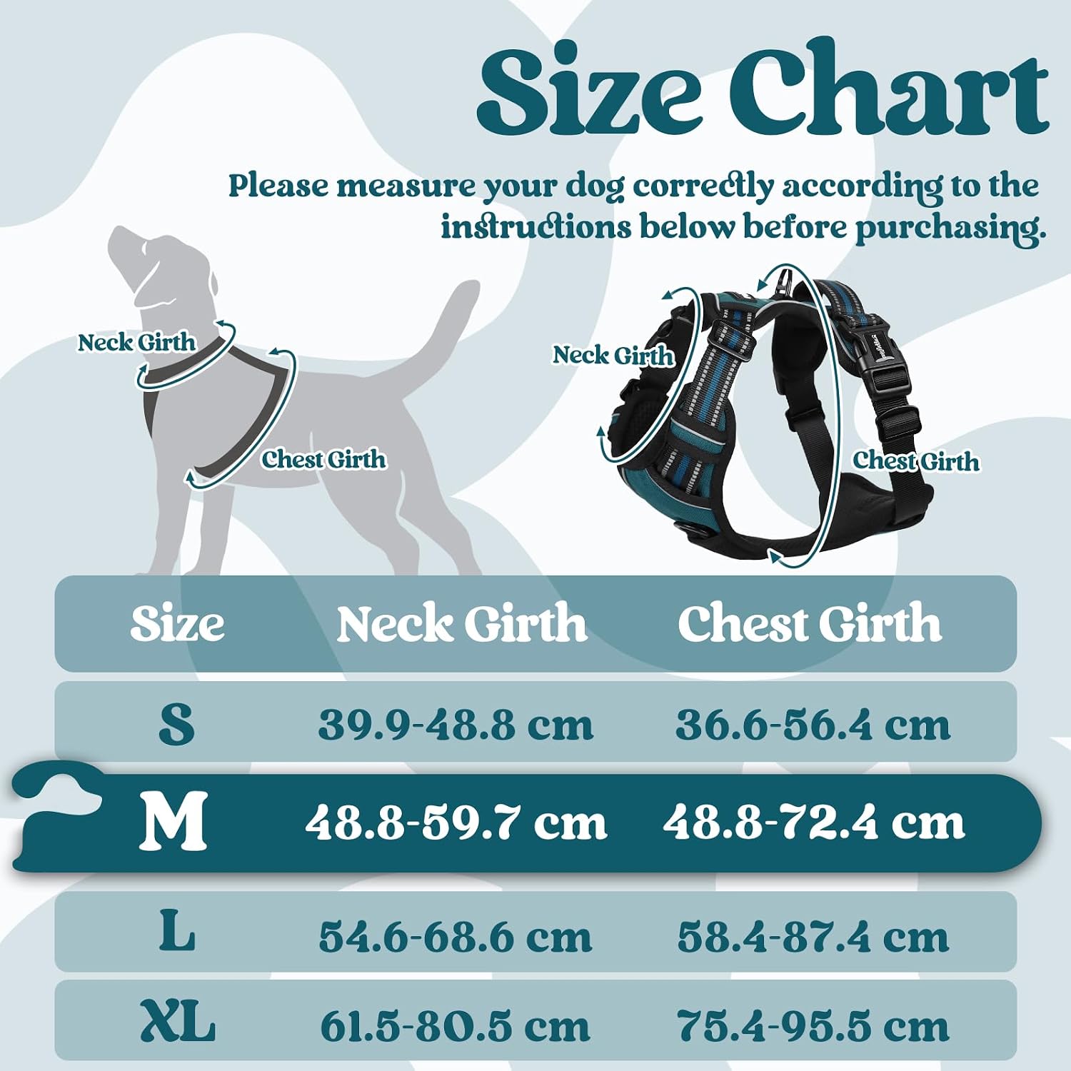 Detalle de rabbitgoo Large Dog No-Pull Harness (Dark Green) with 2 Leash Clips, Adjustable Soft Padded Vest, Reflective Handle (M)