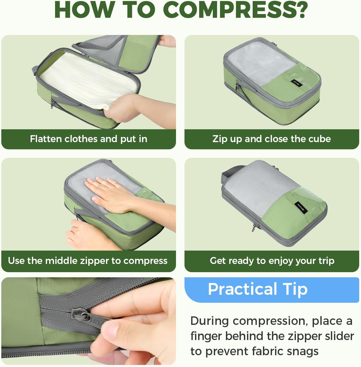Detalle de BAGAIL Compression Packing Cubes 6-Piece Set