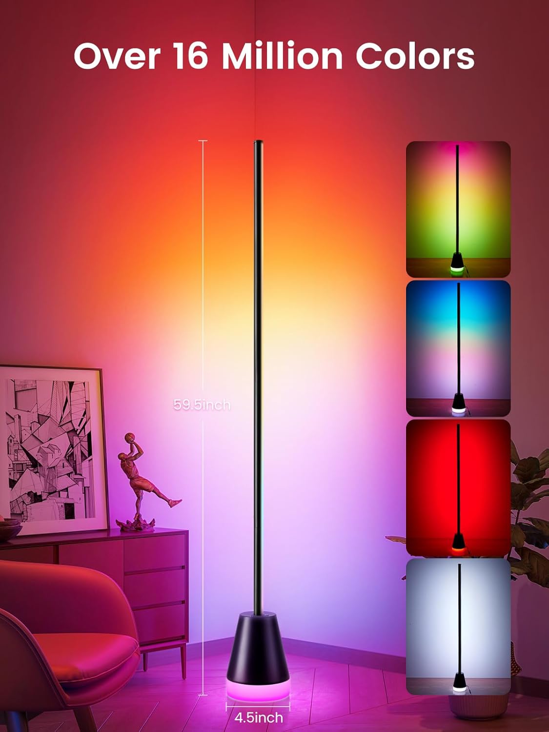 Thumbnail 2 de shirylzee RGBICW LED Floor Lamp: Smart Corner Lamp with 16 Million Colours