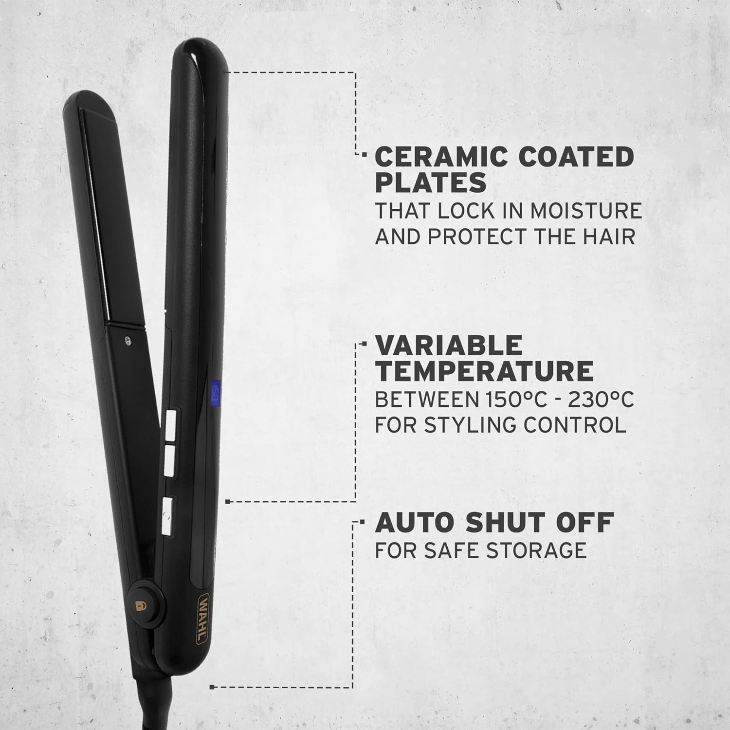 Detalle 2 de Wahl Afro Hair Straightener, Black — A practical choice for textured hair styling