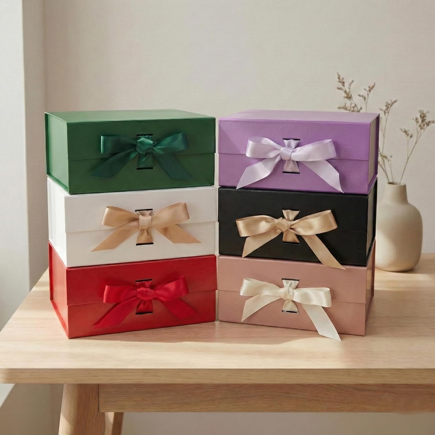 Thumbnail 5 de Tekhoho Grün Geschenkbox 22x22x10 cm mit Magnetdeckel und Schleife – Premium-Verpackung für Hochzeit, Geburtstag & Feiertage
