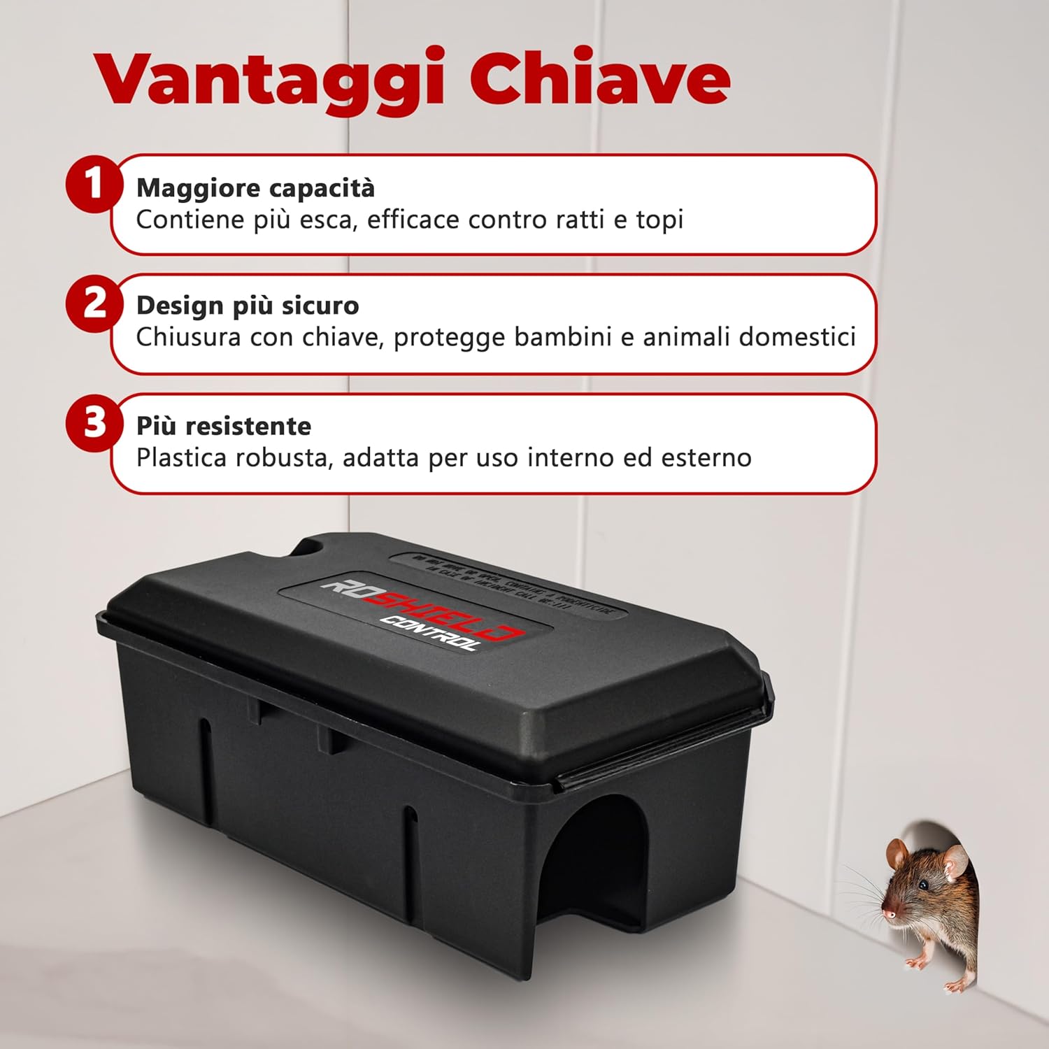 Detalle 2 de Roshield 2 X PRO Scatola di Esche e Trappole per Topi e Ratti – Stazioni professionali