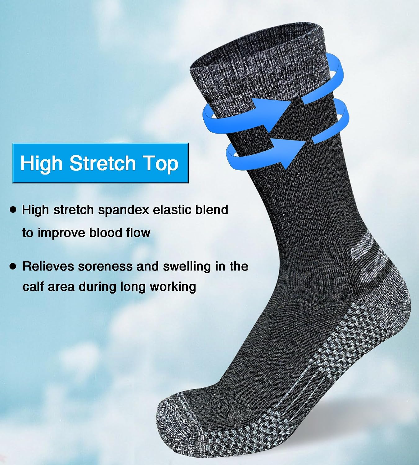 Detalle 1 de suaskk Men's Crew Work Boot Socks, Cushioned, Moisture-Wicking, Reinforced Heel & Toe