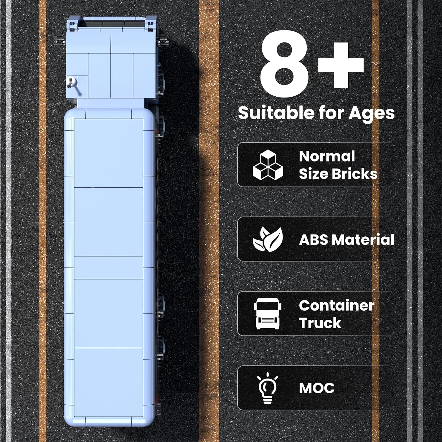 Detalle de Mould King 24071 Klemmbausteine LKW-Modellbausatz (615 Teile) – Container/LKW-Wohnmobil als MOC-Sammelmodell