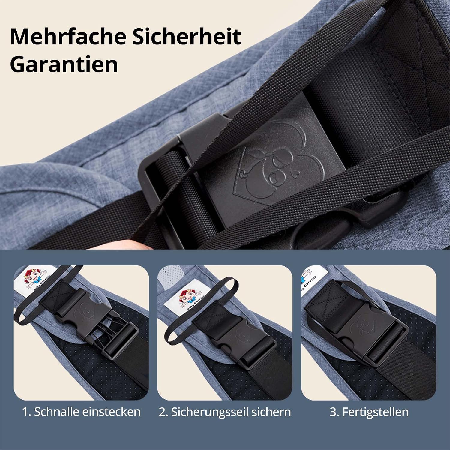 Thumbnail 6 de Plus Size Baby Sling Carrier: Extended Adjustable Design for Larger Kids (Blue)