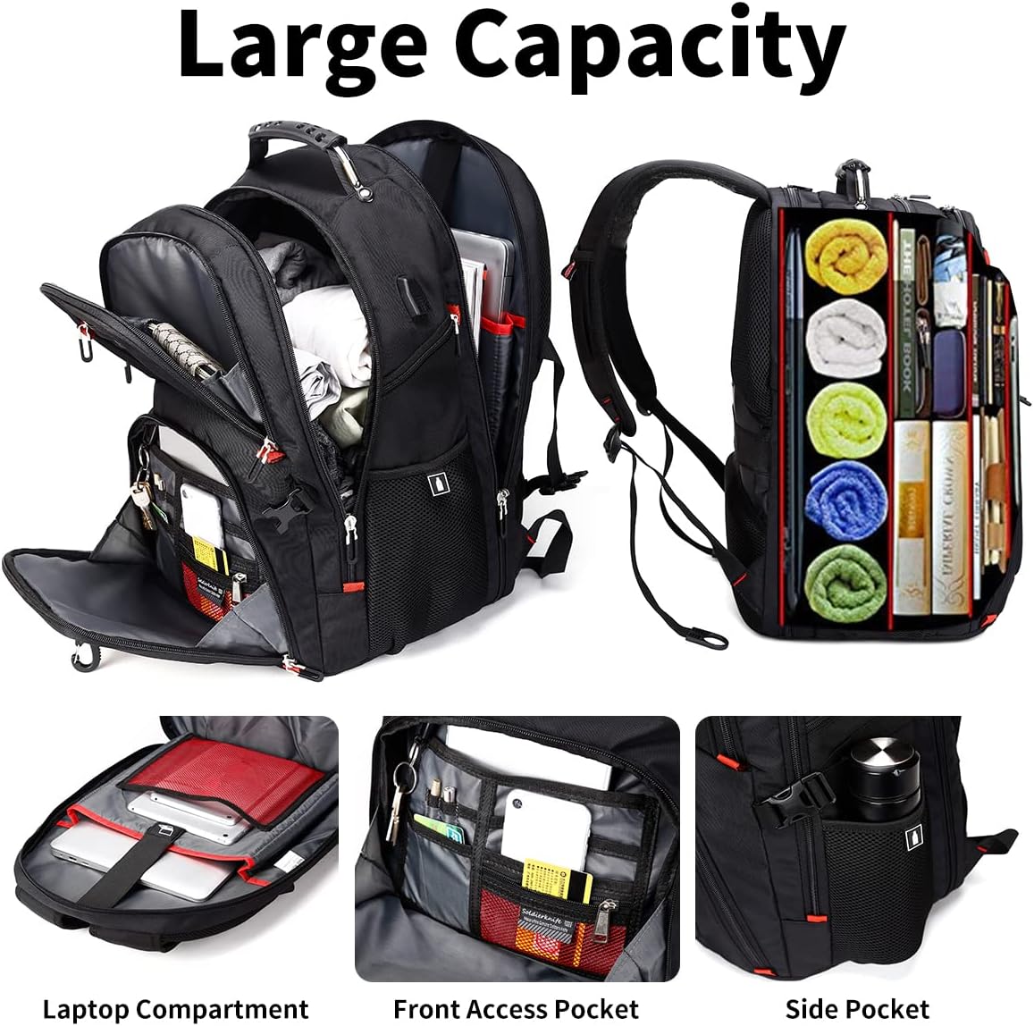 Thumbnail 2 de SHRRADOO Extra Large Travel Laptop Backpack for Men, 50L Capacity