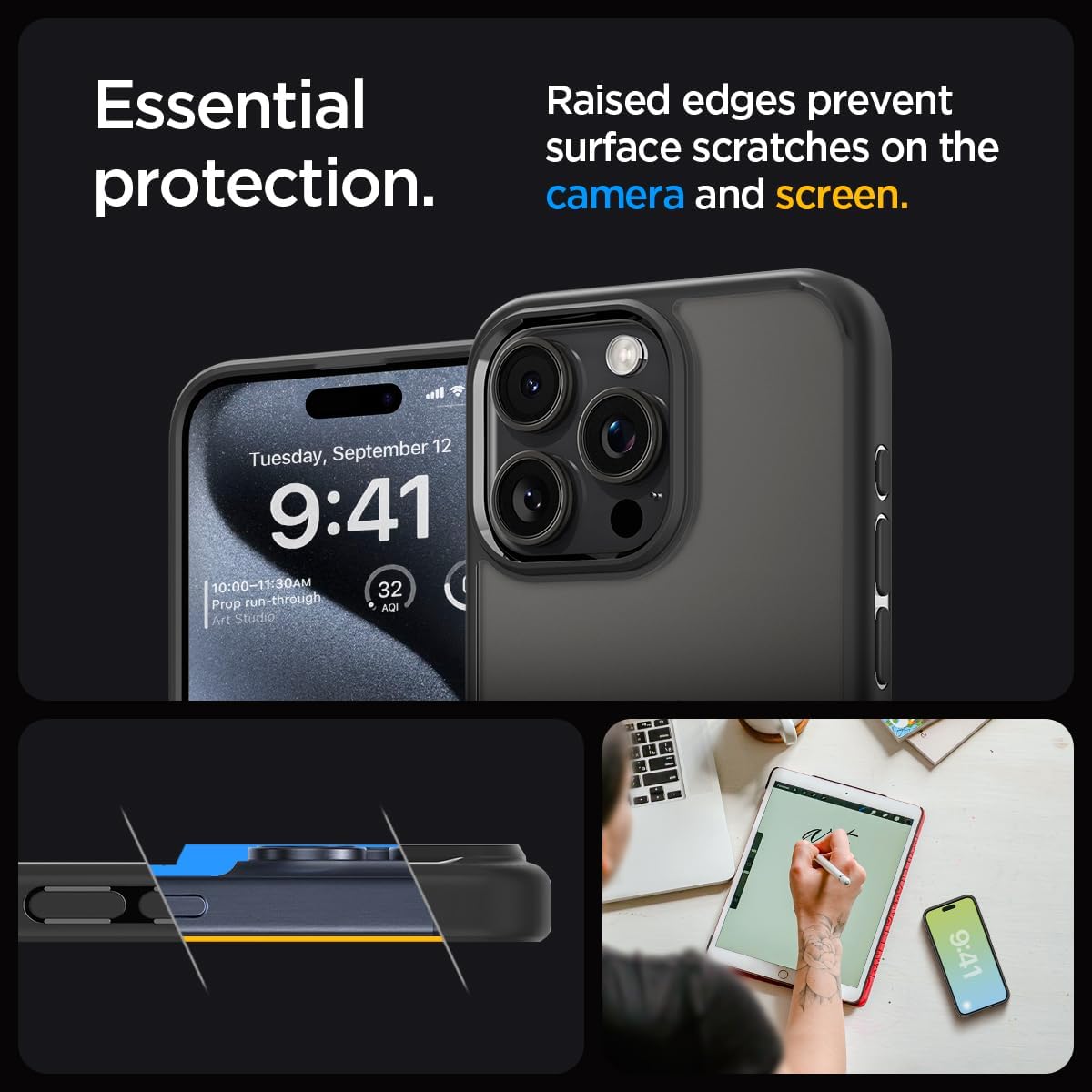 Detalle de Spigen Coque iPhone 15 Pro Max Ultra Hybrid Frost noire translucide anti-empreintes