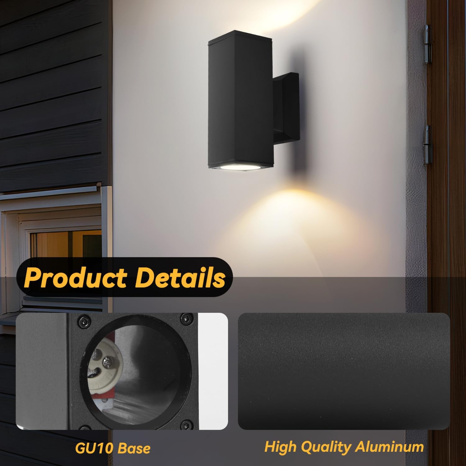 Detalle de Aigostar Aplique Exterior/Interior IP65 GU10 – 4 piezas