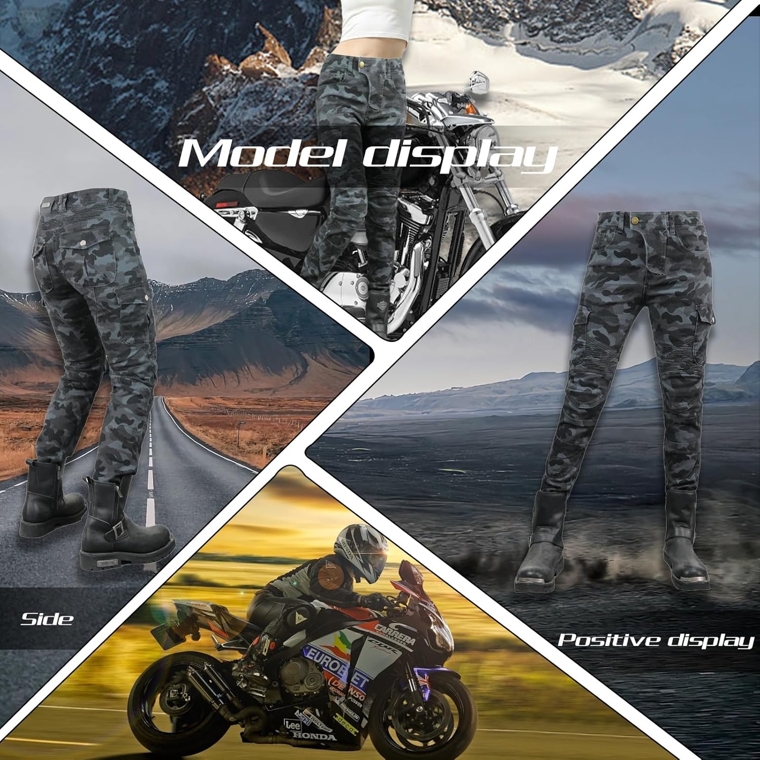 Thumbnail 5 de HULG Damen Motorradhose Mit Protektor – Camouflage, XXS–M, Stretch-Denim