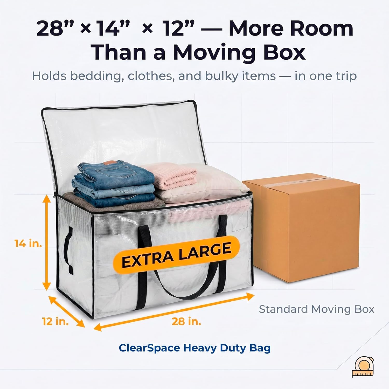 Thumbnail 3 de ClearSpace Oversized Moving Bags (Large, 6-Pack) with Backpack Straps, Zippers & Handles