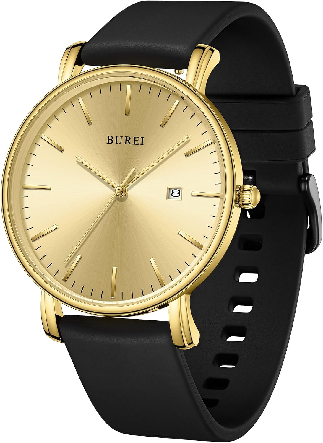 Thumbnail 1 de BUREI Minimalist Montre Homme Classy Date – Calibre quartz japonais, bracelet silicone et acier 316L