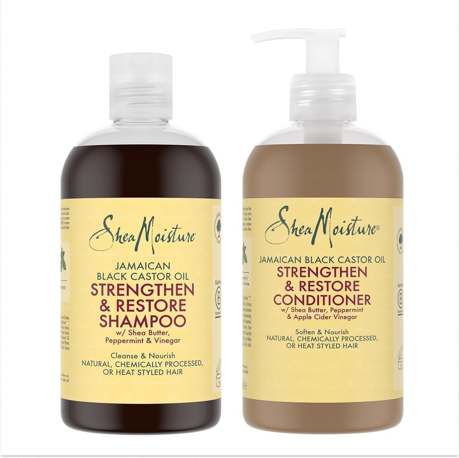 Detalle 2 de SheaMoisture Maschera Strengthen & Restore (355 ml) per capelli trattati, sfibrati e ricci