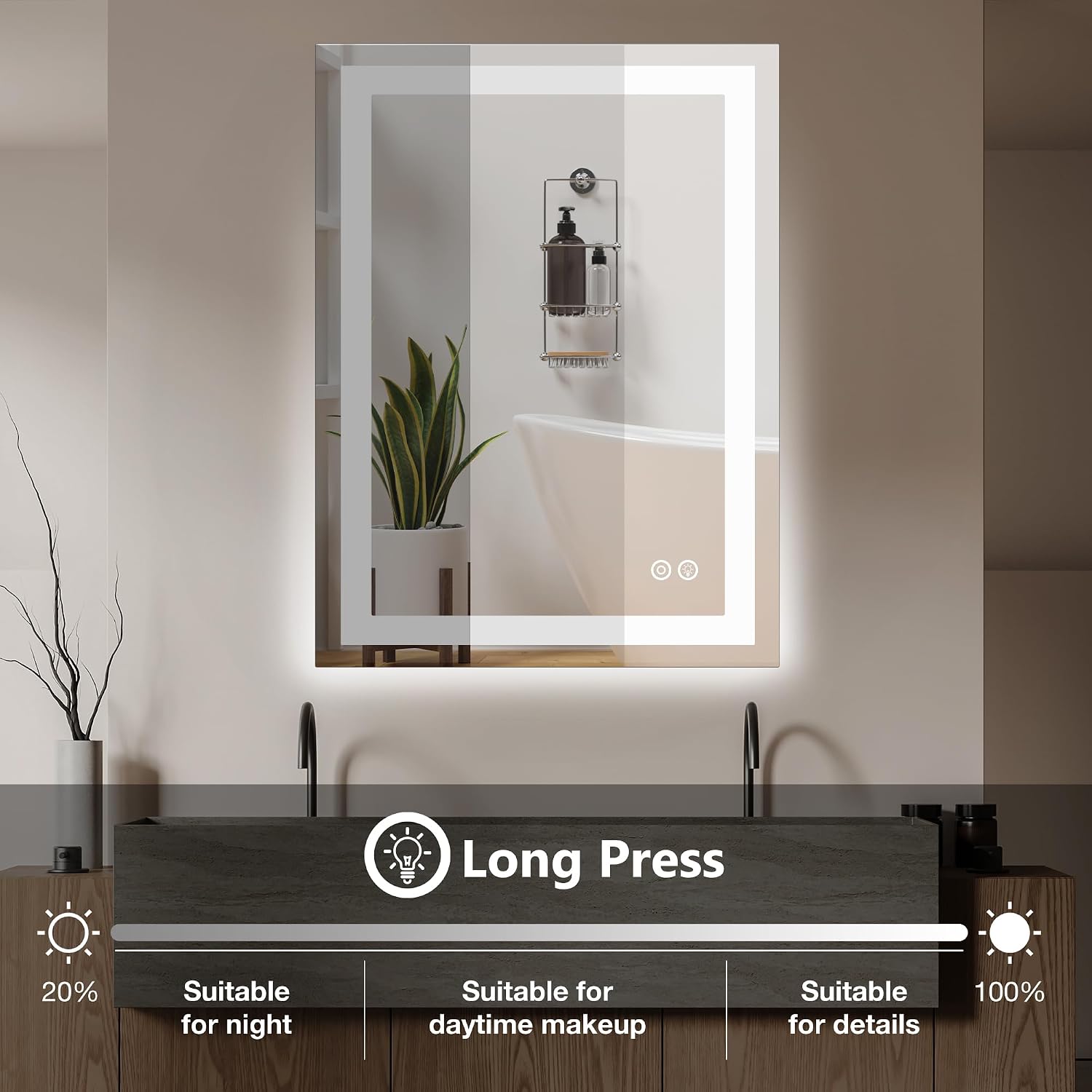 Detalle 2 de DUMOS LED Bathroom Mirror 20.1 x 28.1 inches