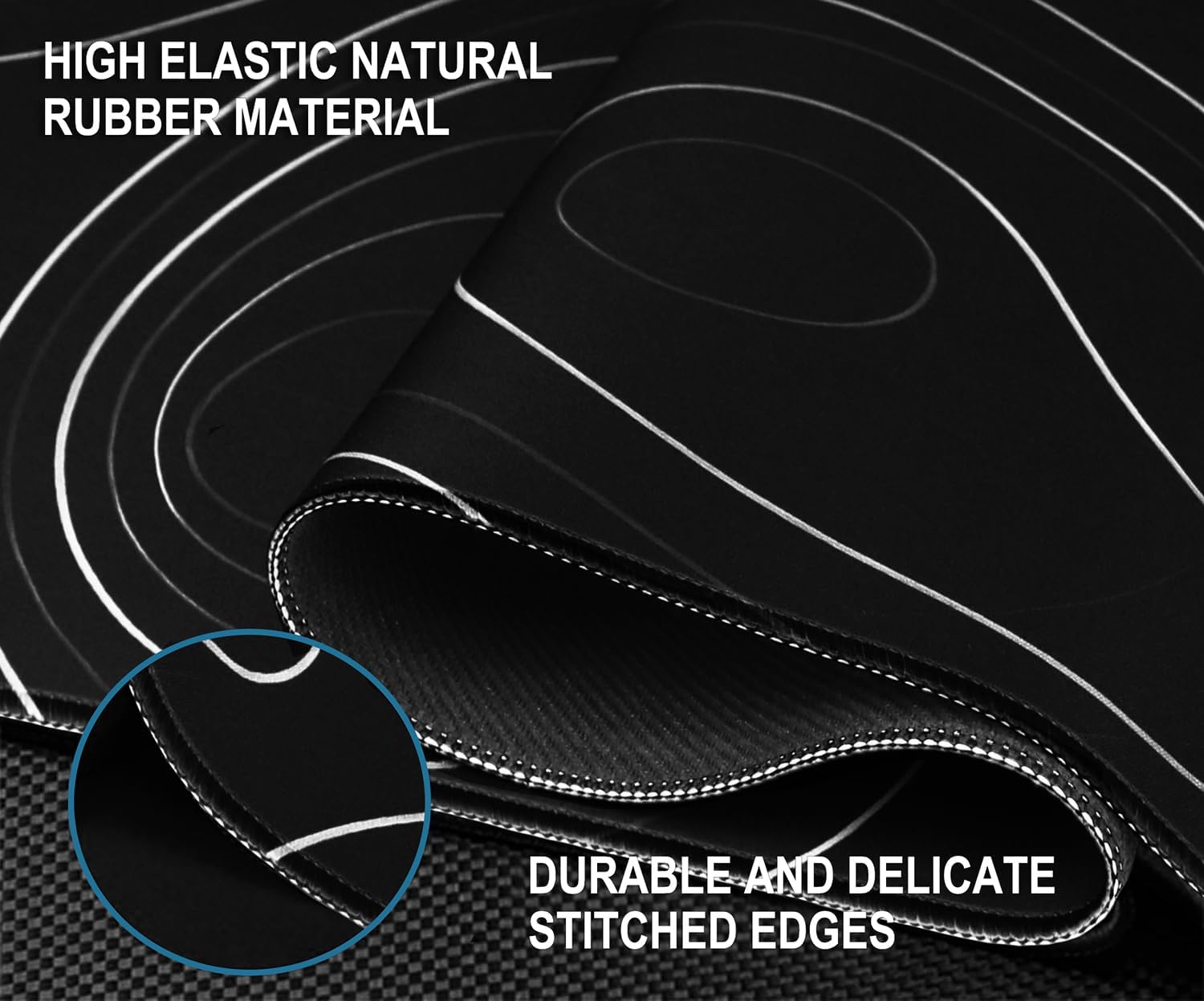 Detalle de JOCYRN 31.5" x 15.7" Extended Mouse Pad, Water-Resistant, Black White Line