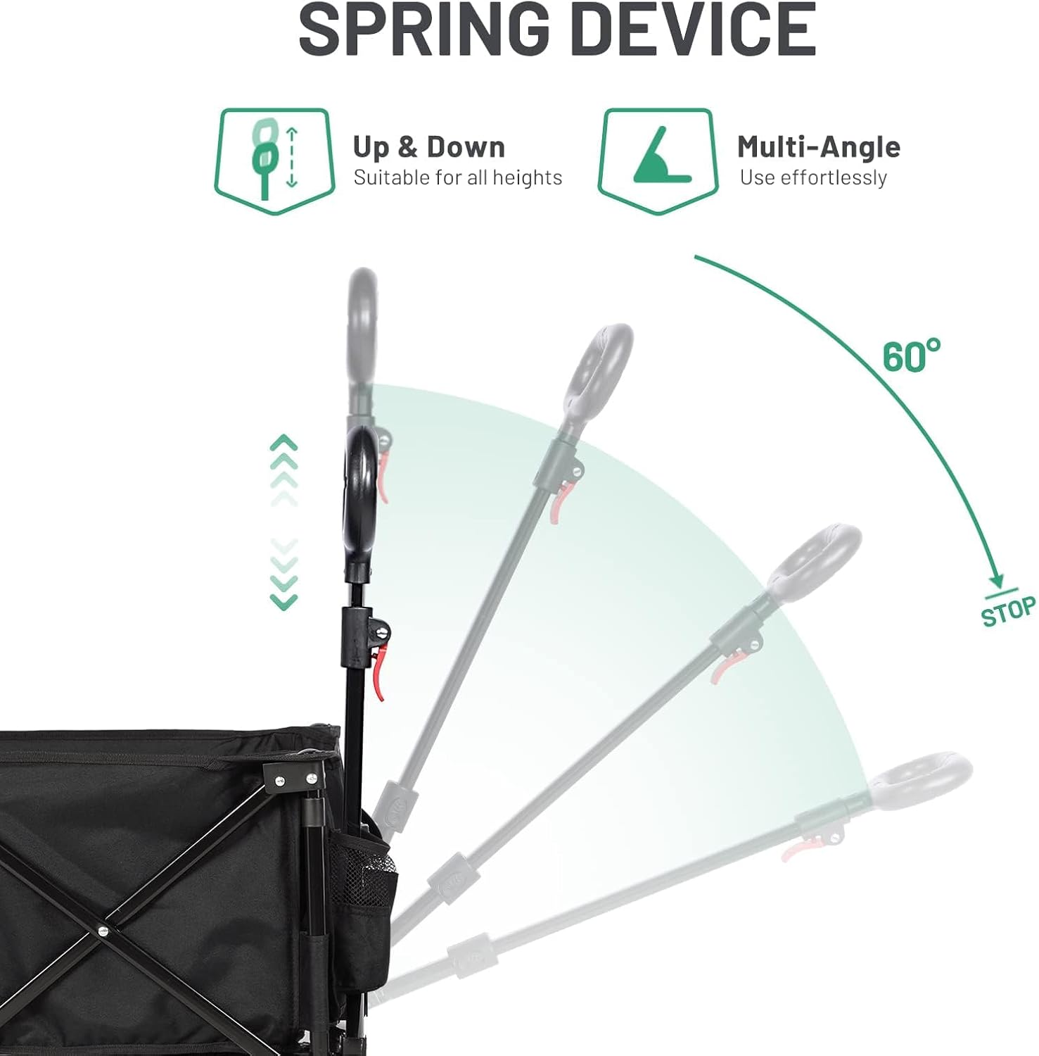 Thumbnail 6 de TIMBER RIDGE Festival Trolley on Wheels (200L) folding camping wagon with adjustable handle & cup holder, black