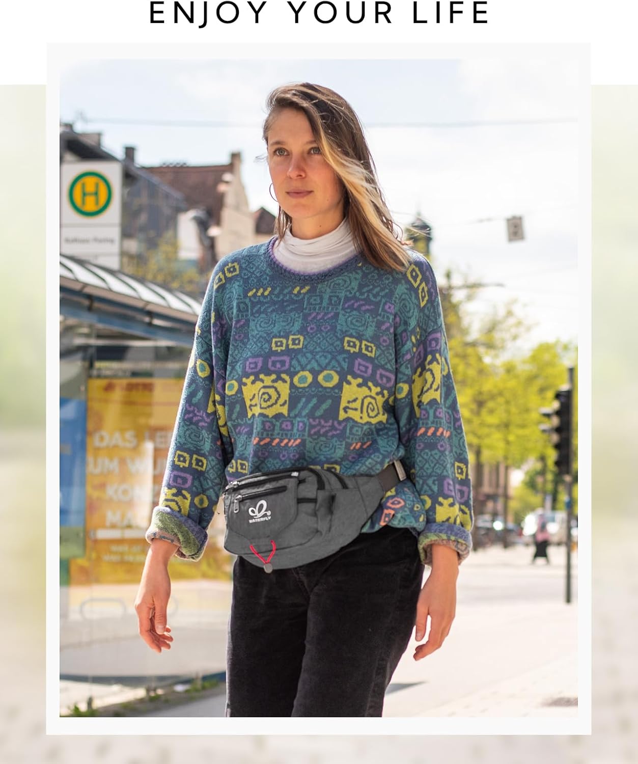 Thumbnail 1 de WATERFLY Bauchtasche Gürteltasche – Unisex, 5 Reißverschlussfächer, verstellbarer Gürtel, 39×19×9 cm