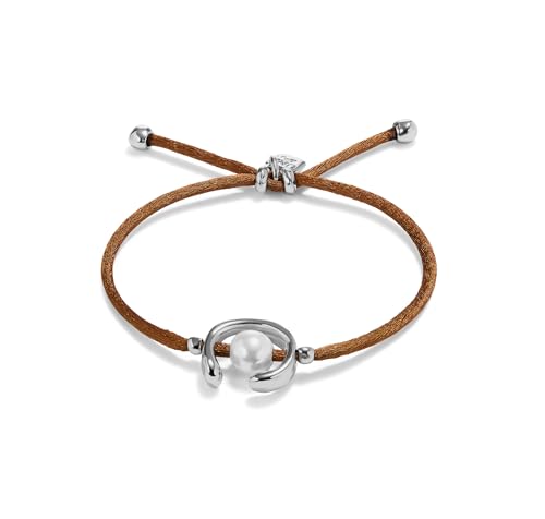 Detalle de UNO de 50 - Pulsera Colección Ser Diferente para Mujer, Plata 925 (Talla M) | Marrón, Hecha en España