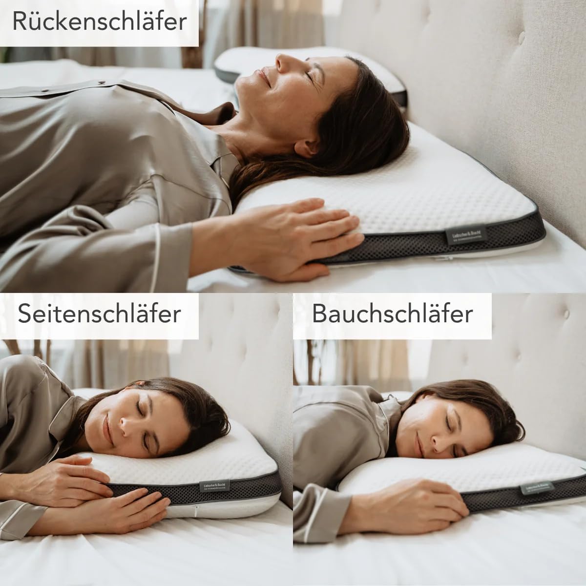 Detalle de Liebscher & Bracht Nackenstützkissen orthopädisch 40x55 cm – höhenverstellbar, mittelfest bis fest, atmungsaktiv & waschbar