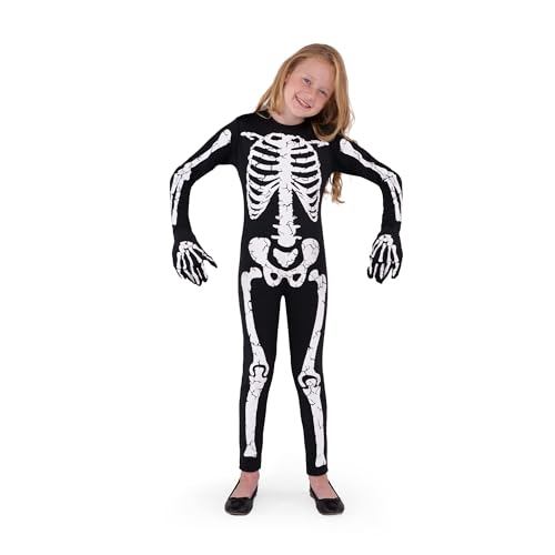 Detalle de Spooktacular Creations Halloween Skelett-Kostüm für Mädchen & Kleinkinder (Größe klein 5–7 Jahre) – Glüht im Dunkeln