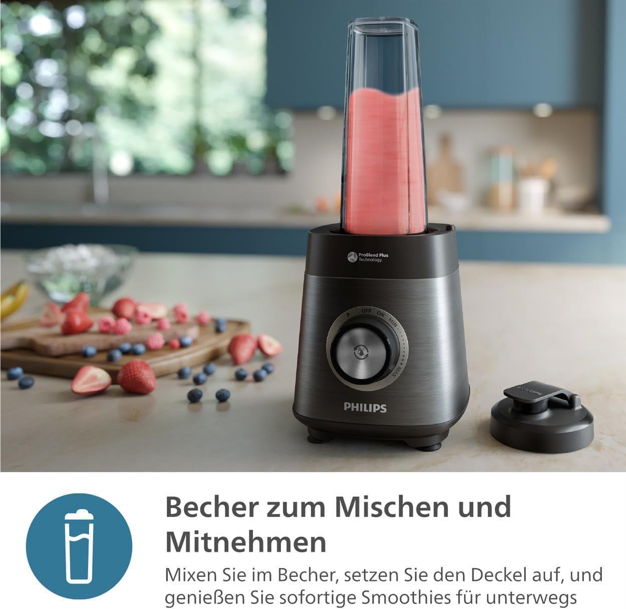 Detalle de Philips 5000-Serie Standmixer HR3041/00 – ProBlend Plus, 1200 W, 2 L