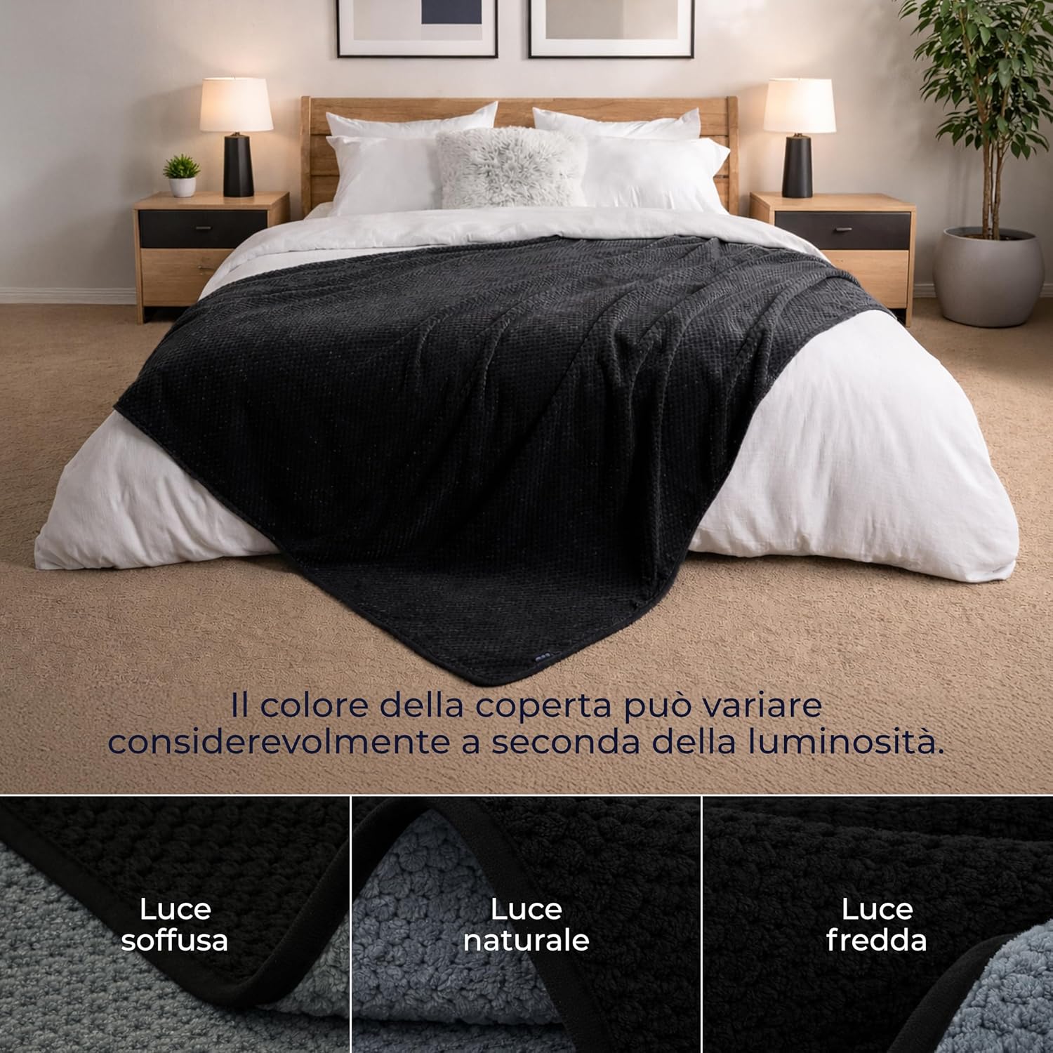 Thumbnail 3 de Dreamzie Coperta Impermeabile 218x228 cm in pile Sherpa reversibile e lavabile (blu navy)