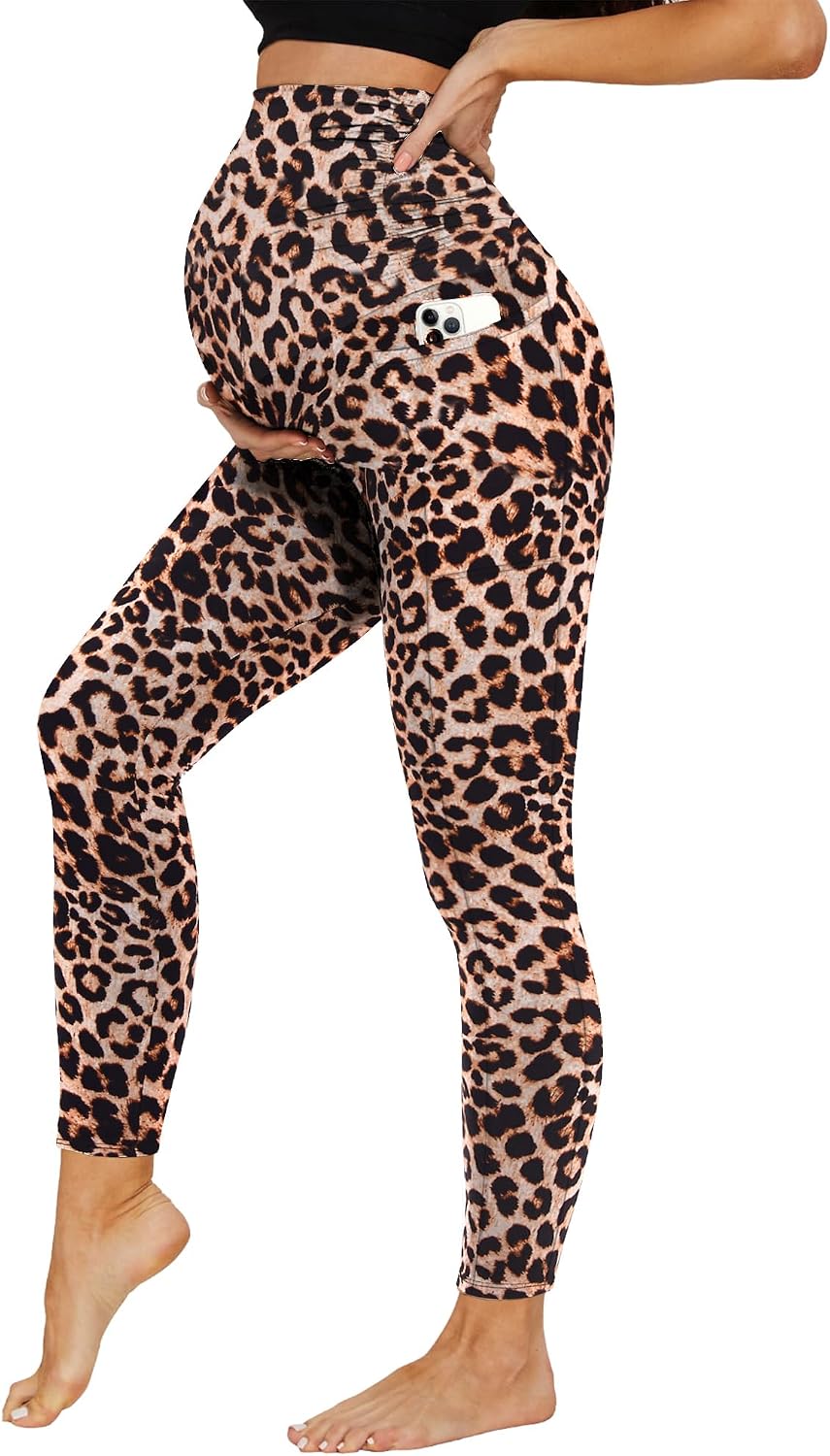 Detalle de DDOBB Damen Umstandsleggings mit Taschen – High Waist, blickdicht, weich & elastisch