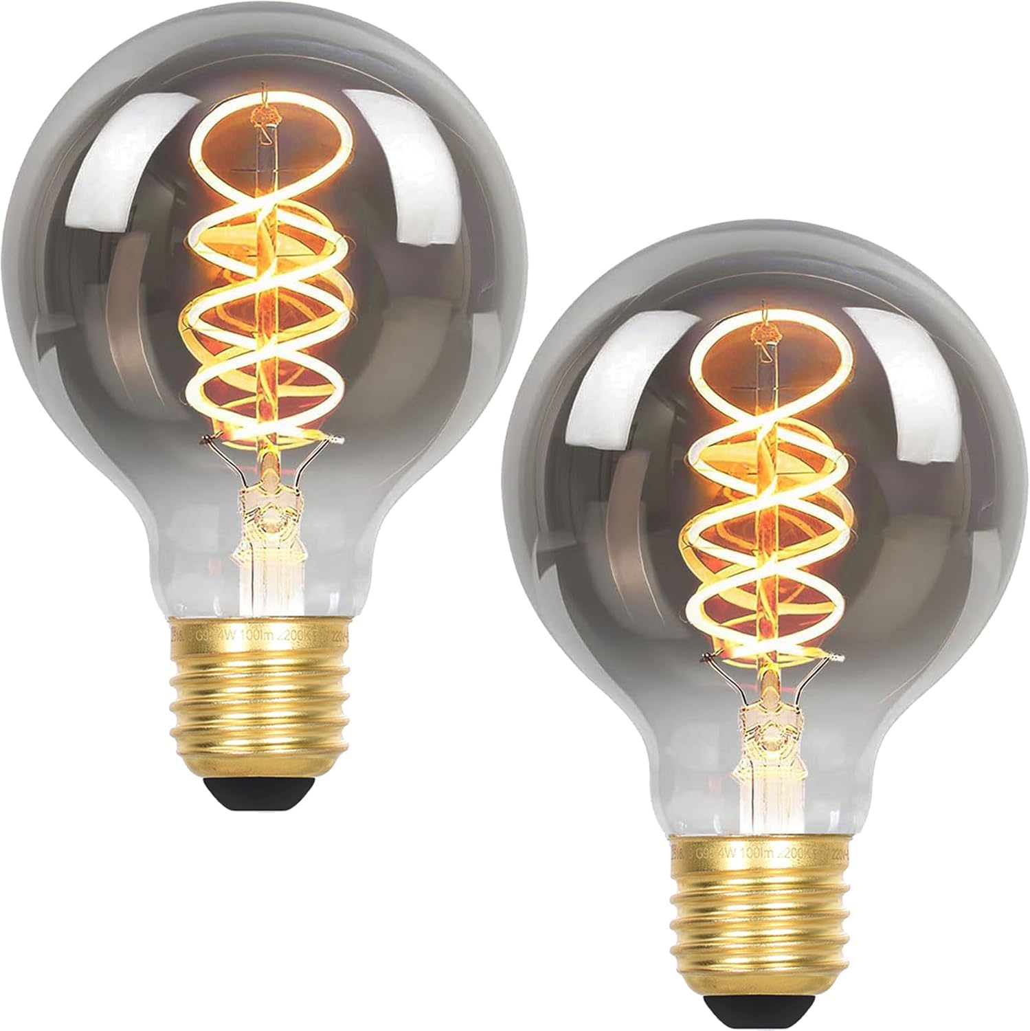 Detalle de Vanpus 6W LED Edison Birne – dimmbar, 2700K Warmweiß, E27, Rauchglas, 2er Pack